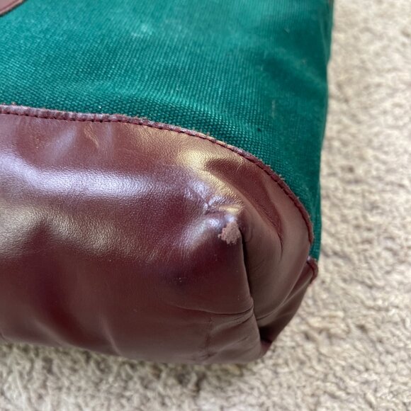 My Maine Bag Purse Green Canvas Leather Trimmed Vintage Boat Duck Mini Tote - Picture 10 of 12